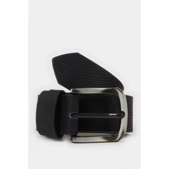 Defacto F6807AXBK27 Siyah Erkek Dikdörtgen Toka Suni Deri Günlük Kemer