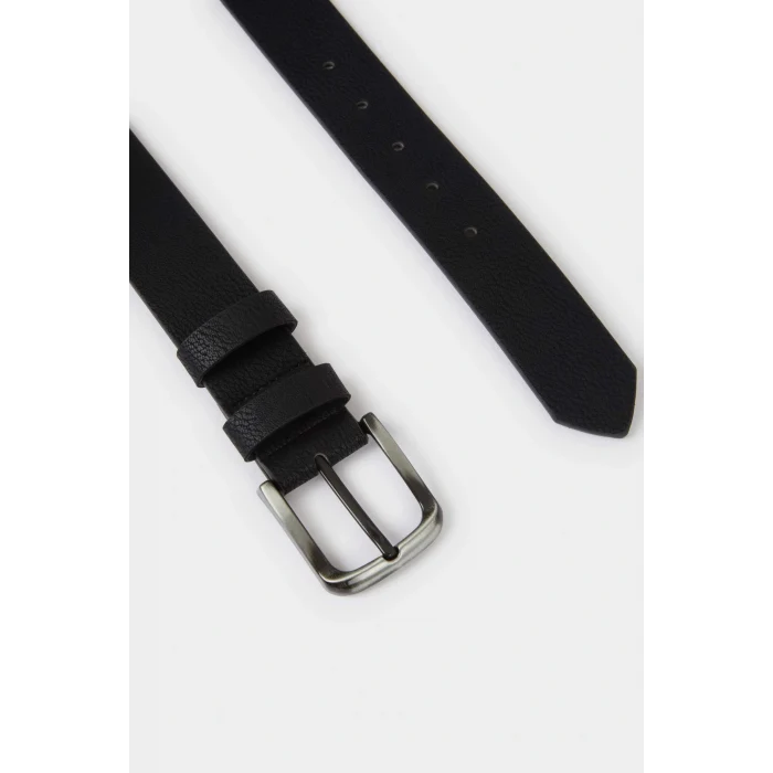 Defacto F6807AXBK27 Siyah Erkek Dikdörtgen Toka Suni Deri Günlük Kemer