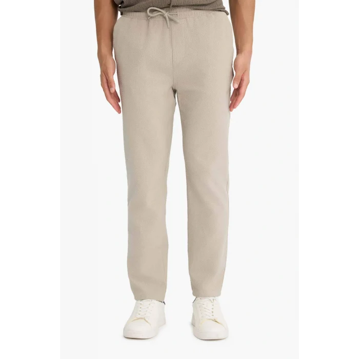 Defacto F3269AXKH475 Haki Jogger Fit Beli Bağcıklı Lastikli Cepli Pamuklu Dokulu Pantolon