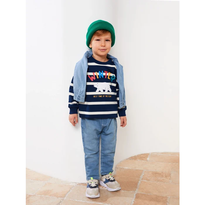 LCW baby İndigo Beli Lastikli Erkek Bebek Jean Pantolon