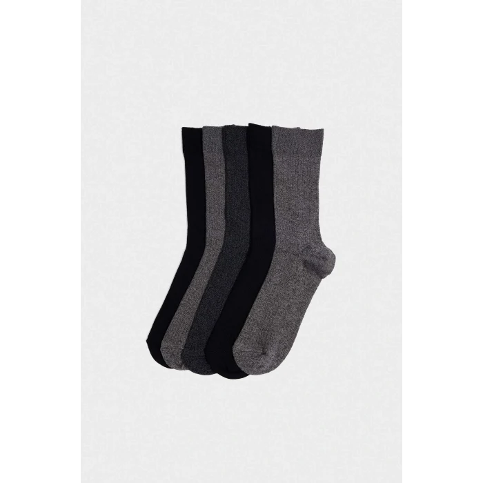 Defacto G6519AXGR2 Gri Erkek 5li Pamuklu Uzun Çorap