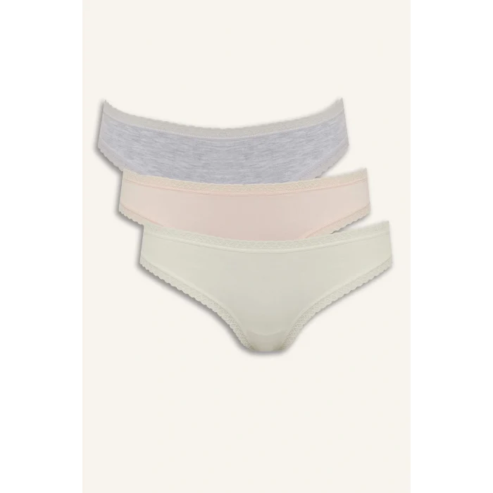 Defacto F2190AXGR93 Gri Dantel Detaylı 3lü Brazilian Külot