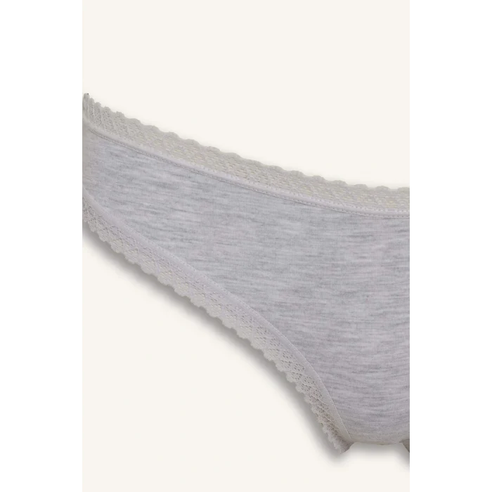 Defacto F2190AXGR93 Gri Dantel Detaylı 3lü Brazilian Külot