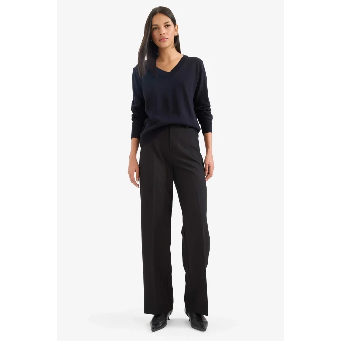 Defacto C4024AXNV146 Lacivert Relax Fit V Yaka Triko Kazak