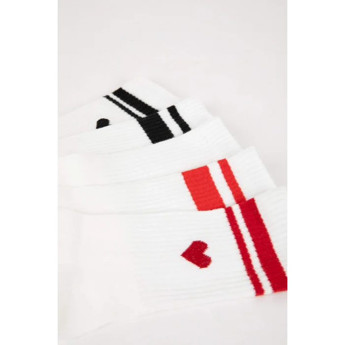 Defacto C6458AXWT1 Beyaz Kadın 5li Pamuklu Uzun Çorap