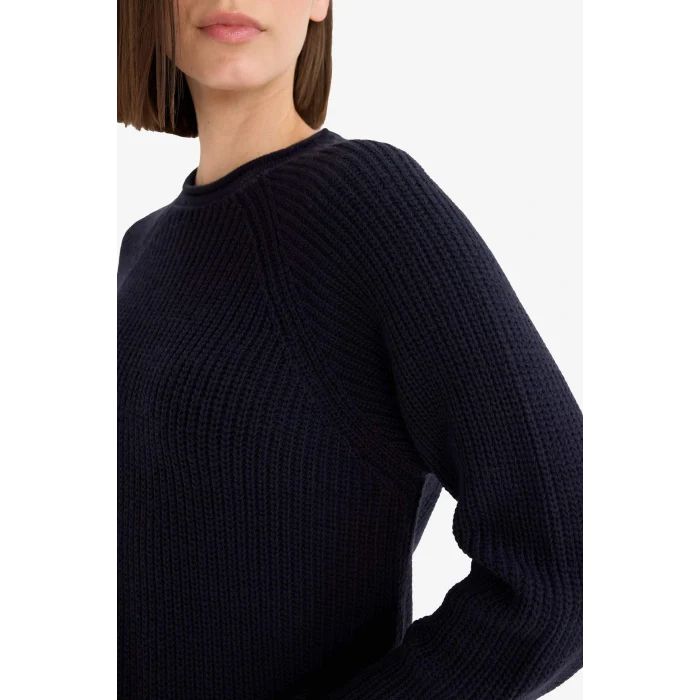 Defacto L2567AZNV215 Lacivert Regular Fit Bisiklet Yaka Triko Kazak