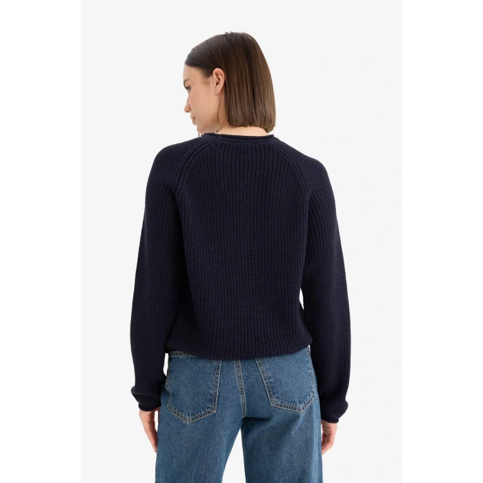 Defacto L2567AZNV215 Lacivert Regular Fit Bisiklet Yaka Triko Kazak