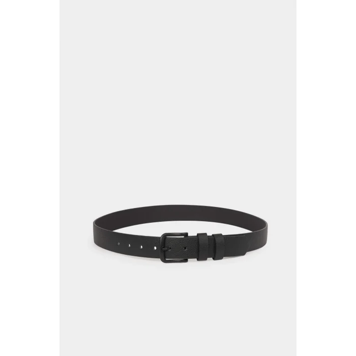 Defacto F7033AXBK27 Siyah Erkek Dikdörtgen Toka Suni Deri Günlük Kemer