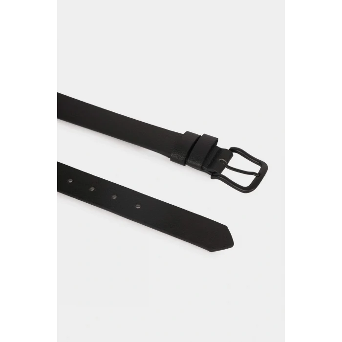 Defacto F7033AXBK27 Siyah Erkek Dikdörtgen Toka Suni Deri Günlük Kemer