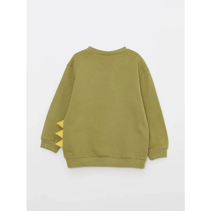 LCW baby Yeşil Bisiklet Yaka Uzun Kollu Baskılı Erkek Bebek Sweatshirt