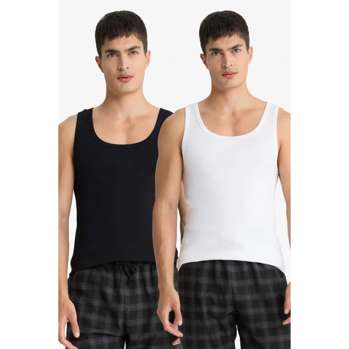 Defacto Y9056AZBK27 Siyah Slim Fit Dar Kesim Ribana 2li Atlet