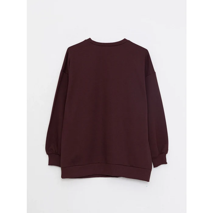 LCW Vision Mürdüm Bisiklet Yaka Baskılı Uzun Kollu Kadın Sweatshirt