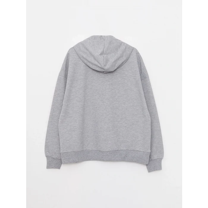 LCW Vision Gri Kapüşonlu Düz Uzun Kollu Kadın Sweatshirt