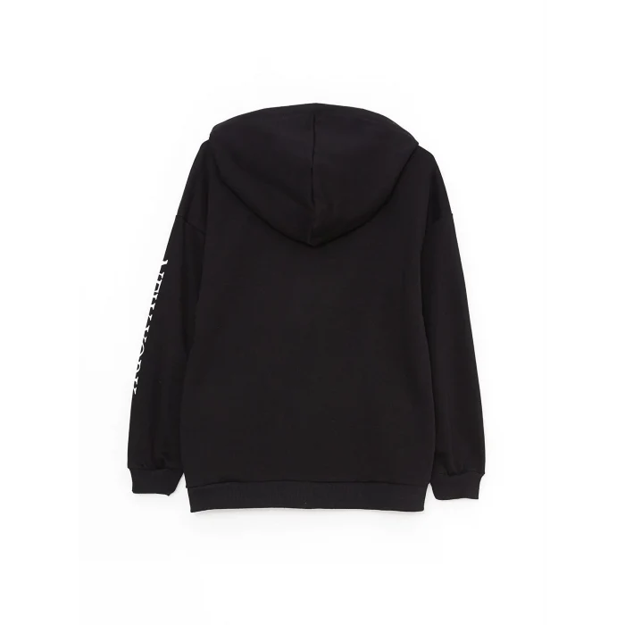 LCW Vision Siyah Baskılı Kadın Kalın Hoodie