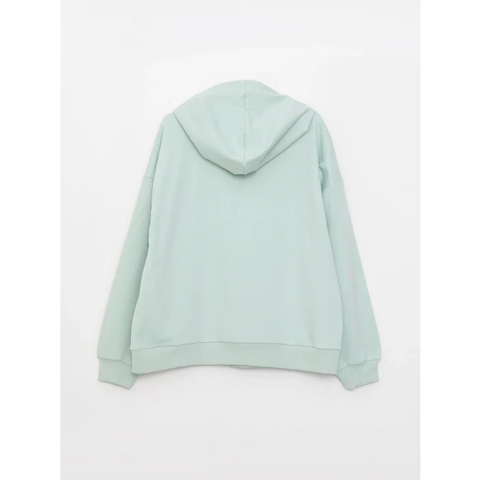 LCW Vision Yeşil Kapüşonlu Düz Uzun Kollu Kadın Sweatshirt