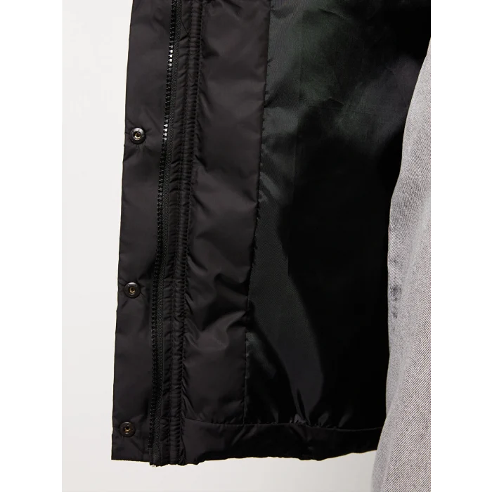 XSIDE Siyah Kadın Kapüşonlu Düz Şişme Mont