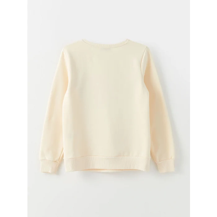 LCW Vision Bej Bisiklet Yaka Baskılı Kadın Kalın Sweatshirt