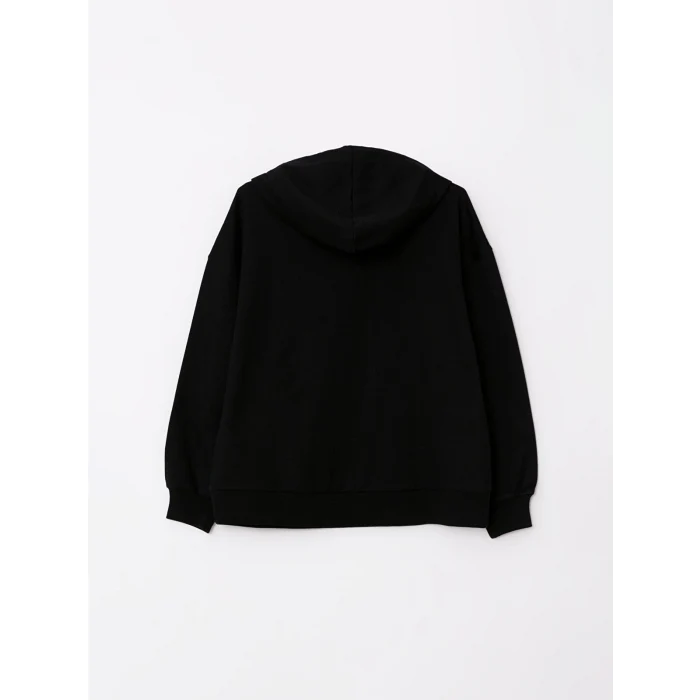 LCW Vision Siyah Kapüşonlu Düz Uzun Kollu Kadın Sweatshirt