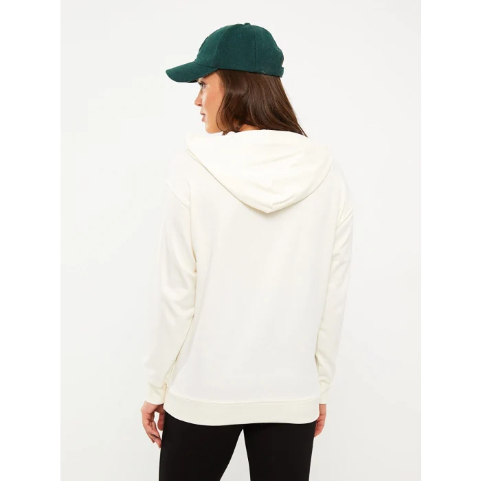 LCWAIKIKI Maternity Ekru Baskılı Uzun Kollu Oversize Hamile Hoodie