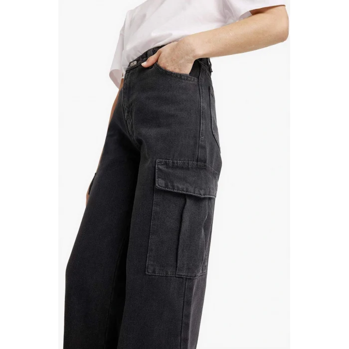 Defacto E7323A8NM36 DENIM Kız Çocuk Wide Leg Kargo Geniş Paça Jean Pantolon