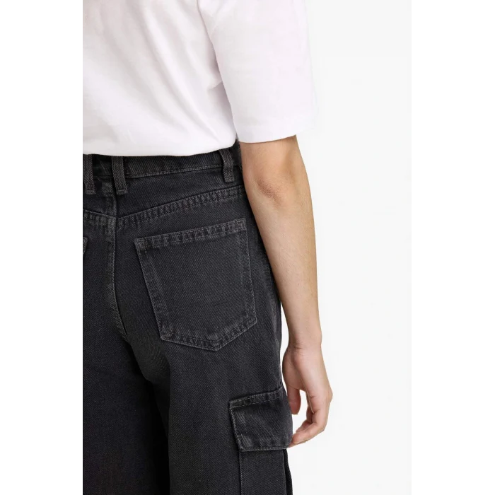Defacto E7323A8NM36 DENIM Kız Çocuk Wide Leg Kargo Geniş Paça Jean Pantolon