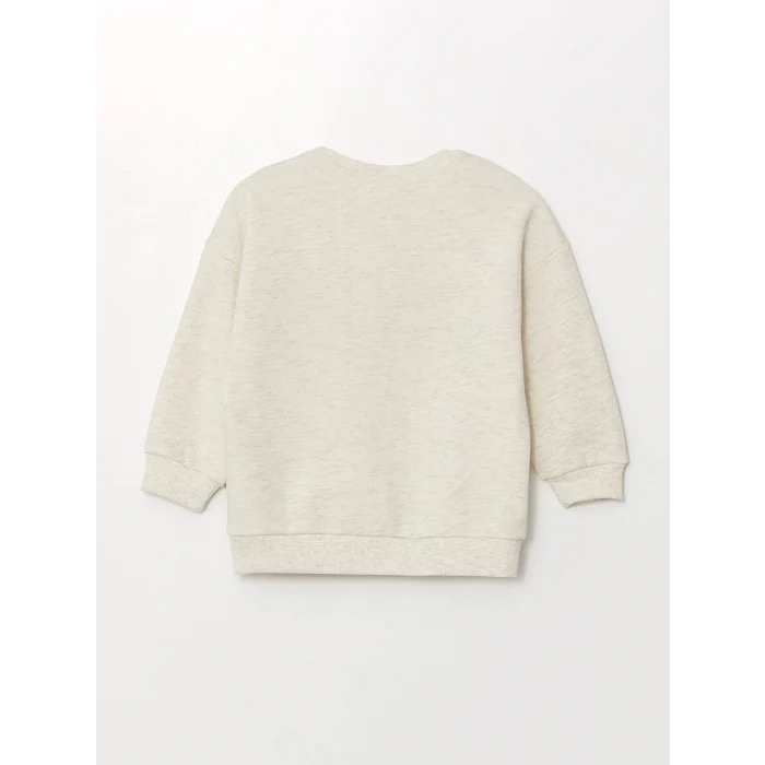 LCW Kids Ekru Bisiklet Yaka Baskılı Erkek Çocuk Sweatshirt