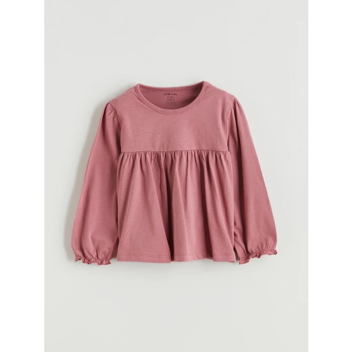 LCW baby Pembe Fırfırlı Kız Bebek Bluz ve Tayt
