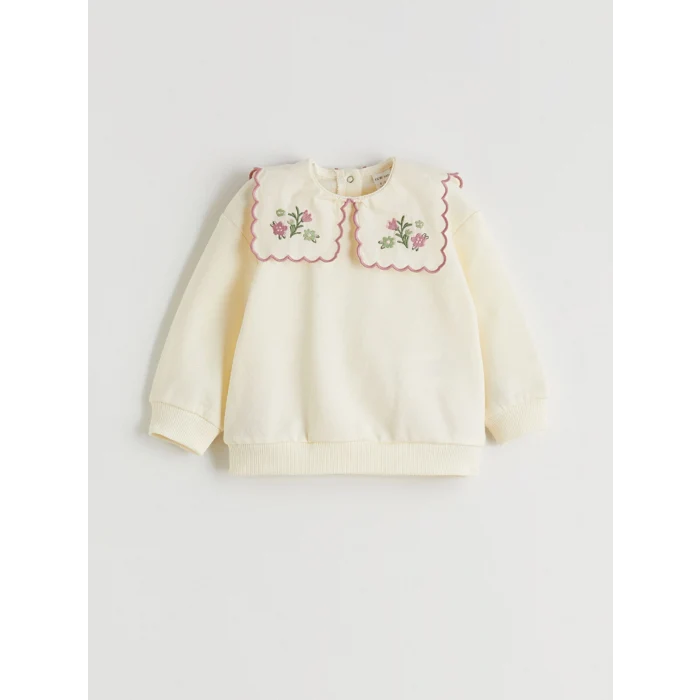 LCW baby Ekru Bebe Yaka Kız Bebek Bluz ve Pantolon