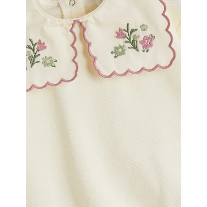 LCW baby Ekru Bebe Yaka Kız Bebek Bluz ve Pantolon