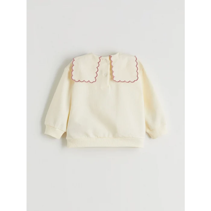 LCW baby Ekru Bebe Yaka Kız Bebek Bluz ve Pantolon