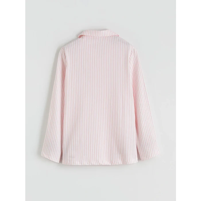 LCW Kids Beyaz Gömlek Yaka Kız Çocuk Pijama Takımı