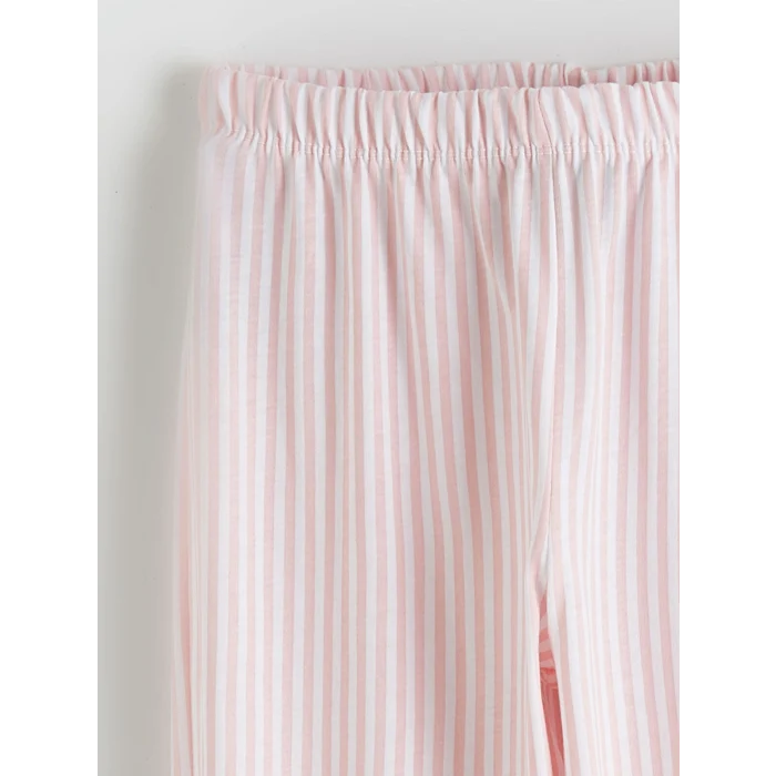 LCW Kids Beyaz Gömlek Yaka Kız Çocuk Pijama Takımı