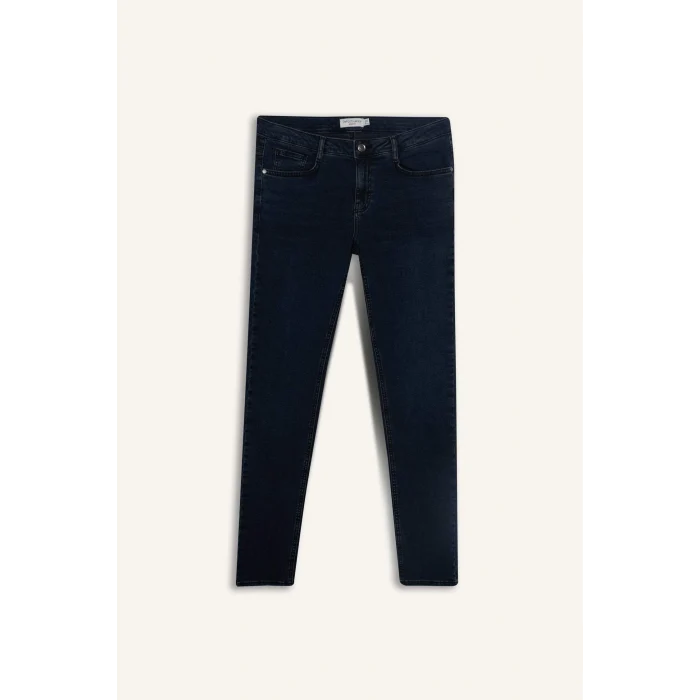 Defacto B3620AXNM83 İndigo Carlo Skinny Fit Ekstra Dar Kalıp Normal Bel Ekstra Dar Paça Jean Pantolon