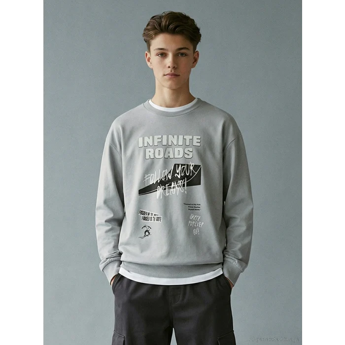 LCW Kids Gri Bisiklet Yaka Erkek Çocuk Tişört