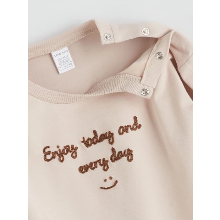 LCW baby Bej Bisiklet Yaka Erkek Bebek Sweatshirt ve Eşofman Alt