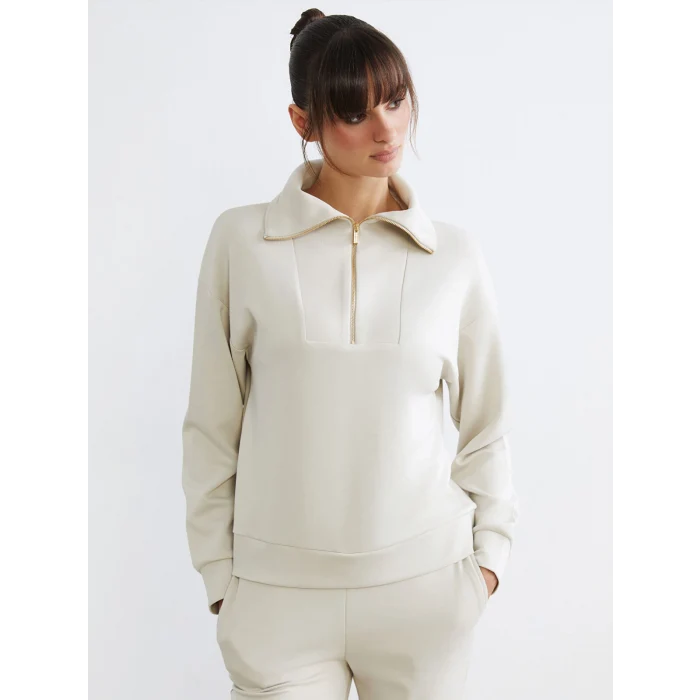 LCW Vision Gri Dik Yaka Kadın Sweatshirt