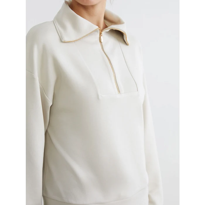 LCW Vision Gri Dik Yaka Kadın Sweatshirt