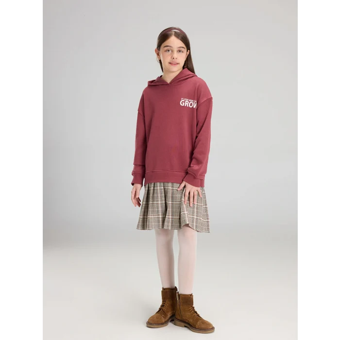 LCW Kids Pembe Kapüşonlu Kız Çocuk Elbise