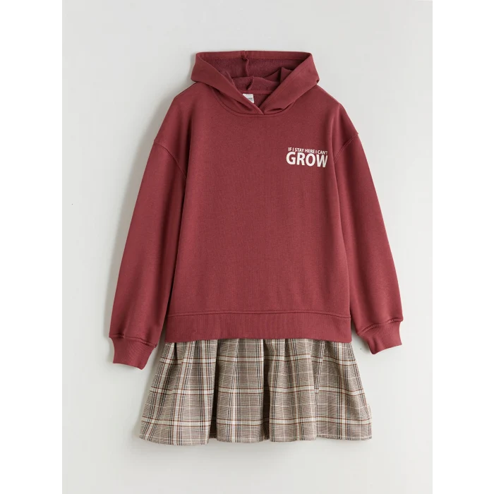 LCW Kids Pembe Kapüşonlu Kız Çocuk Elbise