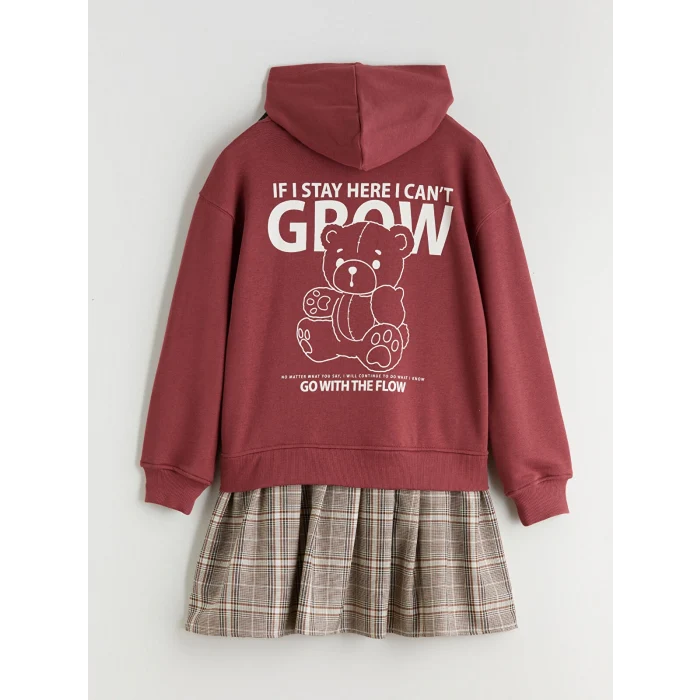 LCW Kids Pembe Kapüşonlu Kız Çocuk Elbise