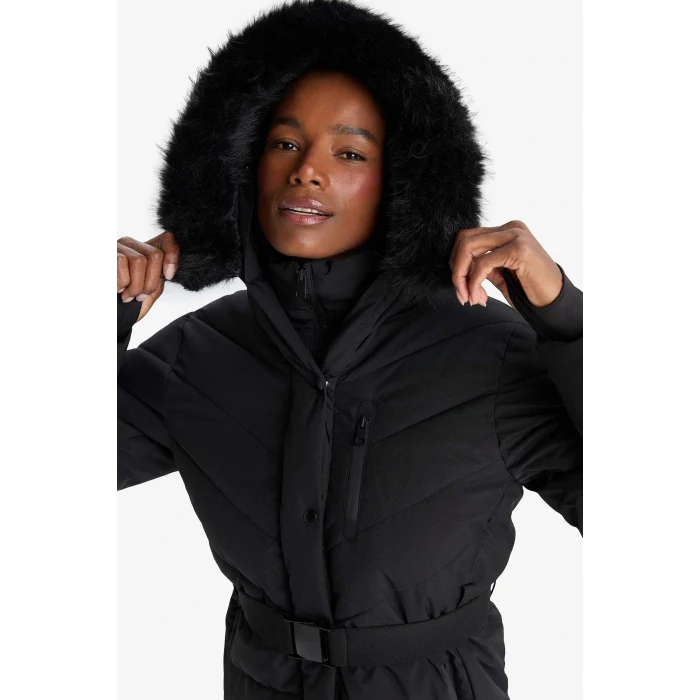 Defacto C8505AXBK81 Siyah Su İtici Regular Fit Kapüşonlu Parka Mont