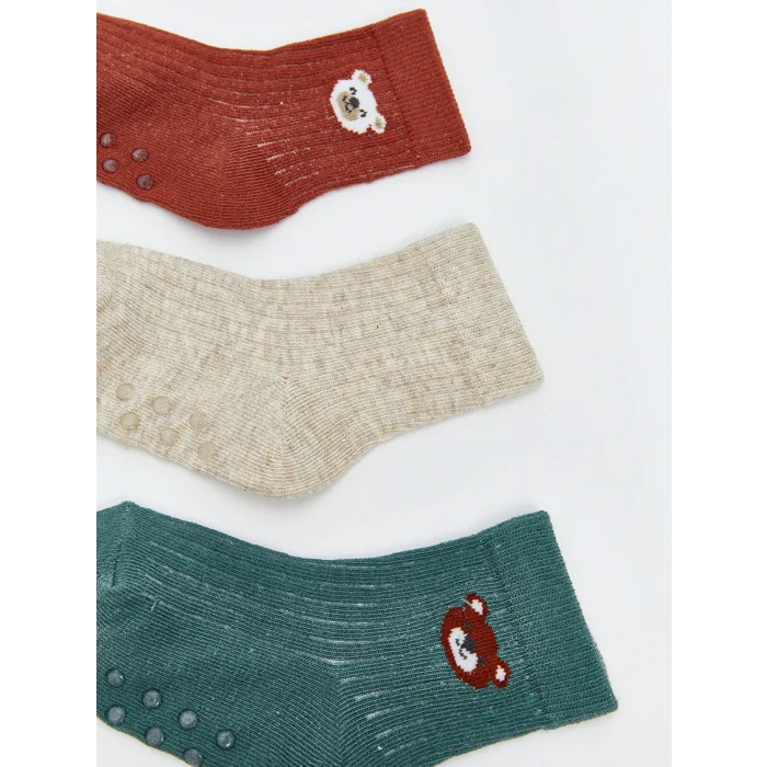 LCW baby Kahverengi Desenli Erkek Bebek Soket Çorap 5li