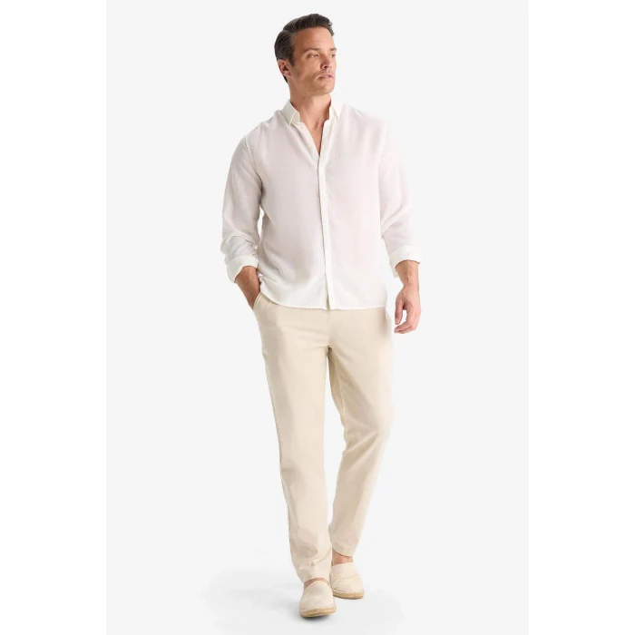 Defacto Z6475AZBG766 Bej %100 Pamuk Jogger Fit Beli Bağcıklı Lastikli Dar Paça Cepli Pantolon