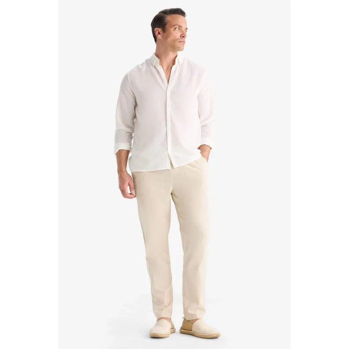 Defacto Z6475AZBG766 Bej %100 Pamuk Jogger Fit Beli Bağcıklı Lastikli Dar Paça Cepli Pantolon