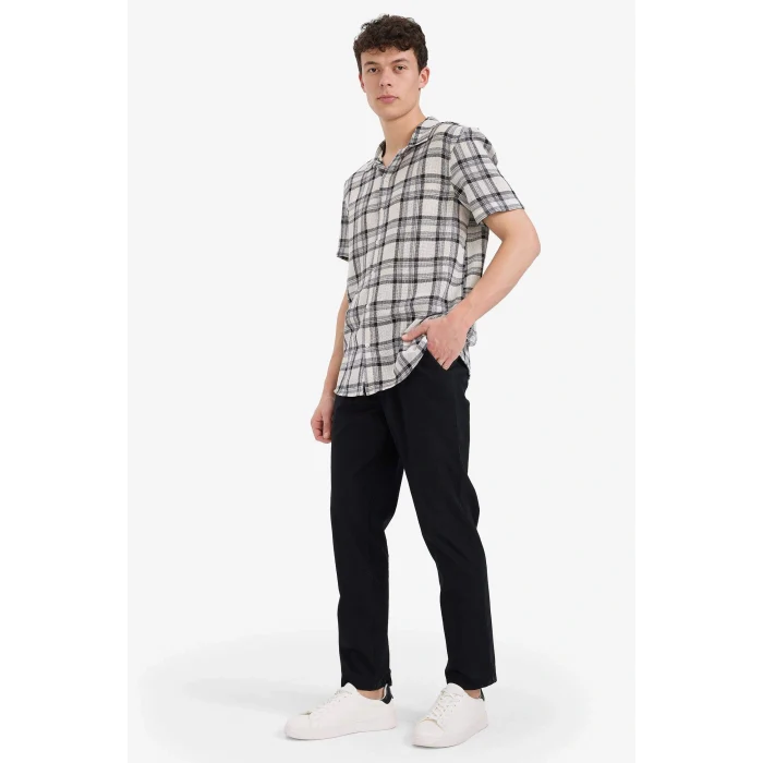 Defacto Z6475AZBK81 Siyah %100 Pamuk Jogger Fit Beli Bağcıklı Lastikli Dar Paça Cepli Pantolon