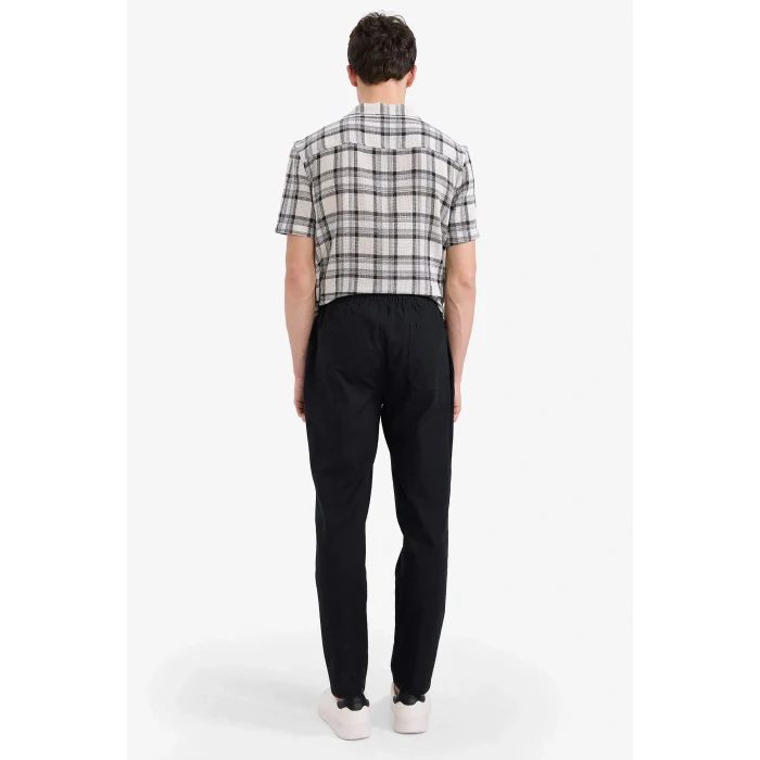 Defacto Z6475AZBK81 Siyah %100 Pamuk Jogger Fit Beli Bağcıklı Lastikli Dar Paça Cepli Pantolon