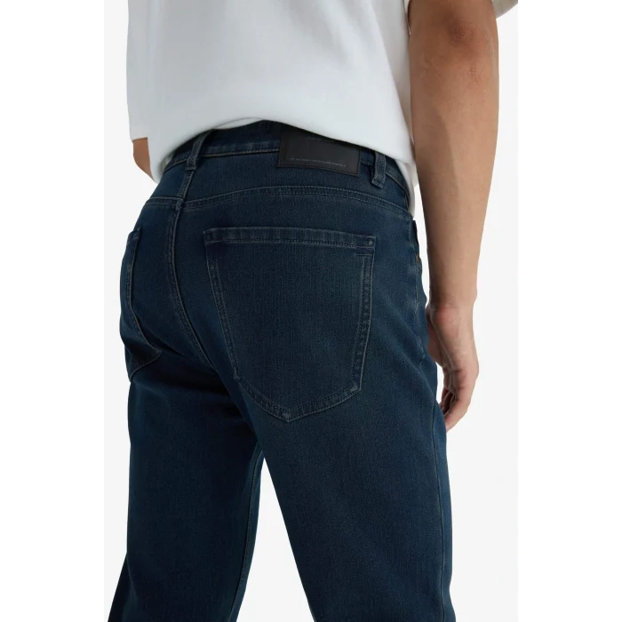 Defacto V0796AZNM34 Mavi Diago Comfort Fit Yüksek Bel Geniş Paça Düz Paça Termal Polarlı Jean Pantolon