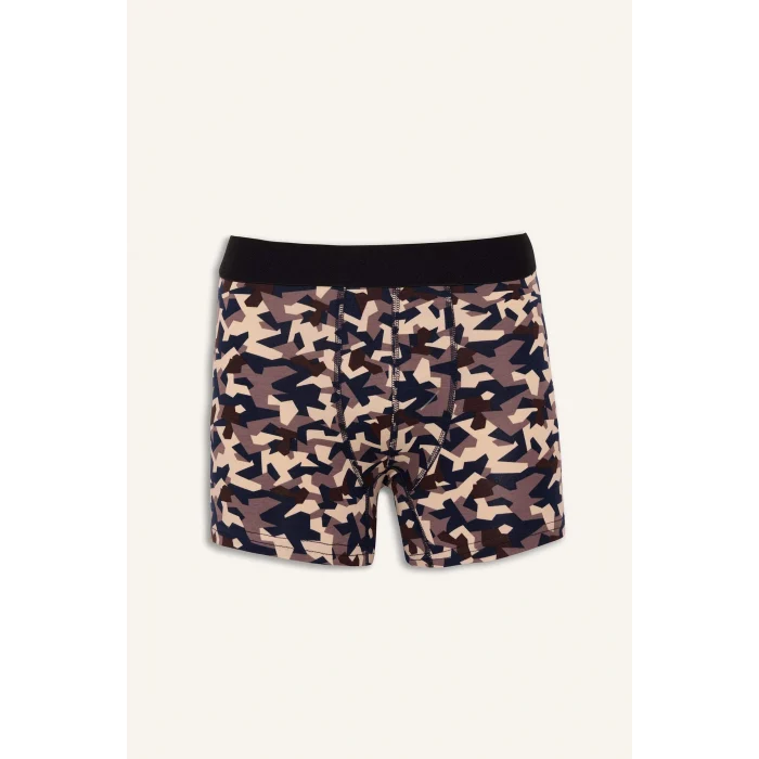 Defacto G3839AXBK81 Siyah Regular Fit Desenli 3lü Boxer