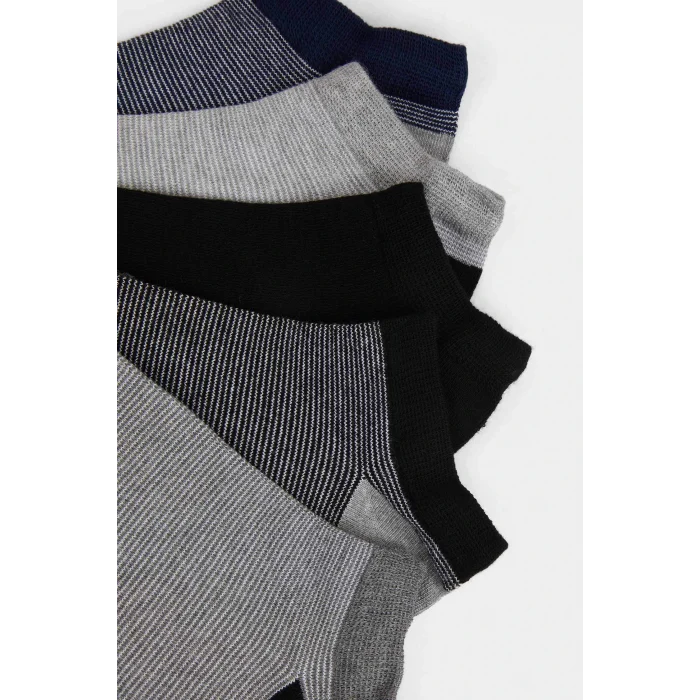 Defacto F5269AXKR1 Çok Renkli Erkek Çizgili Dikişsiz 5li Bambu Patik Çorap