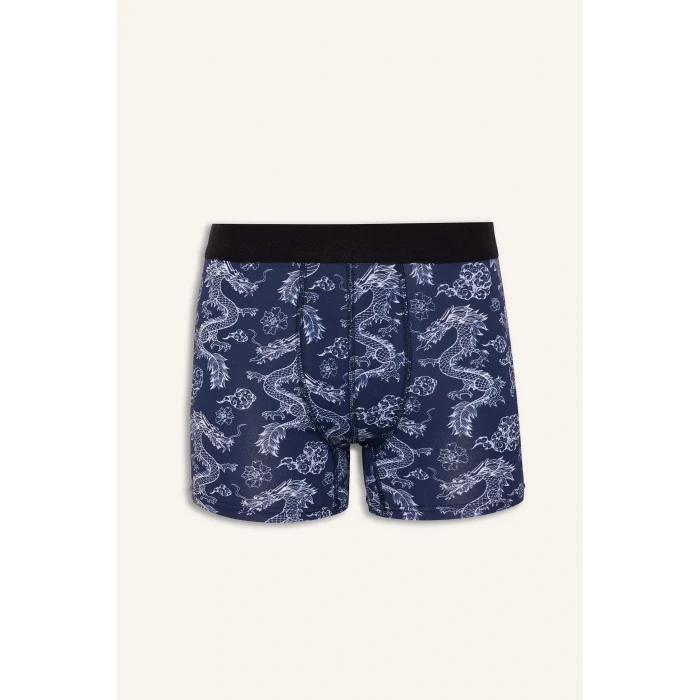 Defacto G3842AXNV135 Lacivert Regular Fit Hayvan Baskılı 3lü Boxer